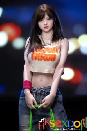 Pale skin sex doll Iris front view with delicate 80cm medium bust