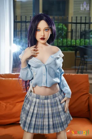 petite playmate sex doll 150cm/4ft 11in plaid skirt blue shirt hair dim