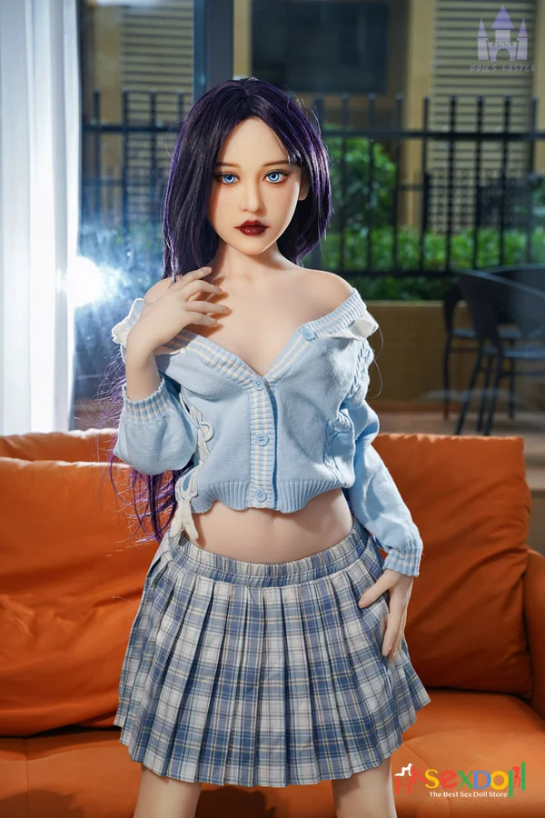 petite playmate sex doll 150cm/4ft 11in plaid skirt blue shirt hair dim