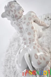 white leopard sex doll leopard print spots white background dark brown black