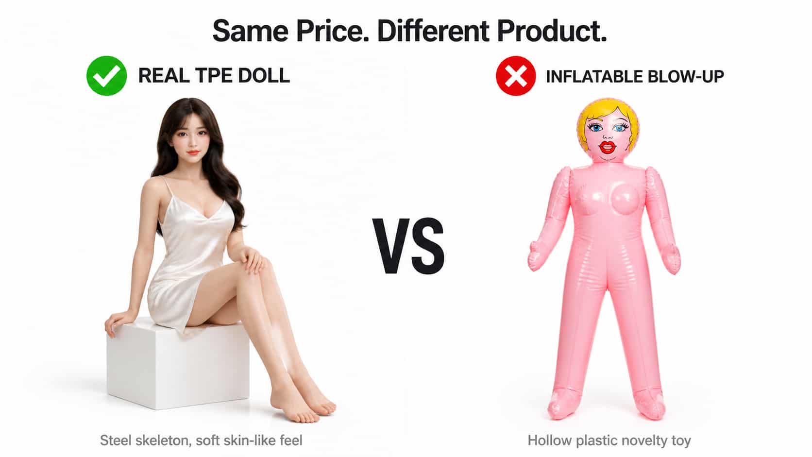 real TPE sex doll vs cheap inflatable blow up doll